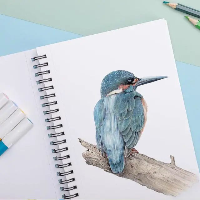 Alt view image 7 of 7 - 5.5 × 8.5 Inch Marker Paper Pad, 30 Sheets, 200gsm, Double-Sided | Bleedproof Acid-Free Paper, Smooth Surface, Spiral Bound, Tear-Off Pages, Works with Alcohol Markers, Pens & Acrylics