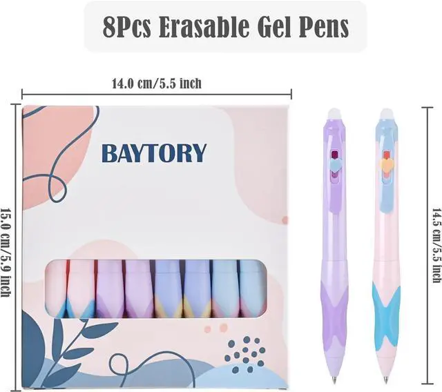 Alt view image 2 of 7 - BAYTORY 8Pcs Erasable Pens, 0.5mm Black Gel Ink Pen with Comfortable Grip | Make Mistakes Disappear, Aesthetics Pens Smooth Writing for Note Taking Marking Planner (Black Ink)
