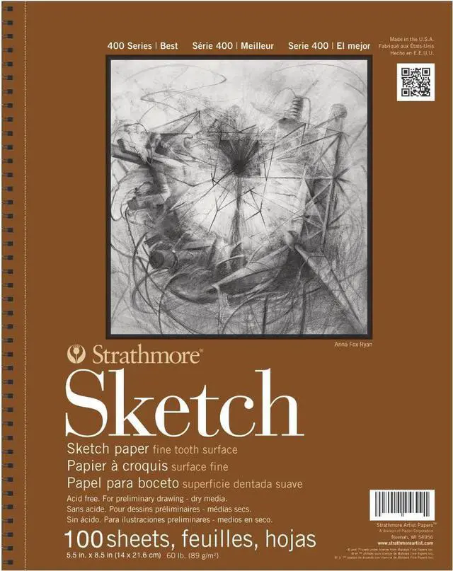 Main image of Strathmore 400 Series Sketch Pad, 5.5x8.5 inch, 100 Sheets - Artist Sketchbook for Drawing, Illustration, Art Class Students