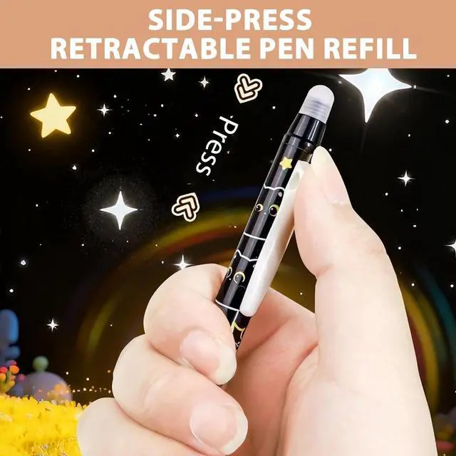 Alt view image 4 of 7 - 12Pcs Black Cute Cat Erasable Pens, 0.5mm Blue Ink Retractable Gel Pens | Cute Cat Design with Smooth Writing, Ideal for Office, School, Journaling and Gifts for Cat Lovers