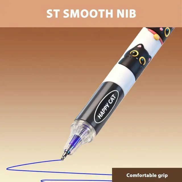 Alt view image 6 of 7 - 12Pcs Black Cute Cat Erasable Pens, 0.5mm Blue Ink Retractable Gel Pens | Cute Cat Design with Smooth Writing, Ideal for Office, School, Journaling and Gifts for Cat Lovers