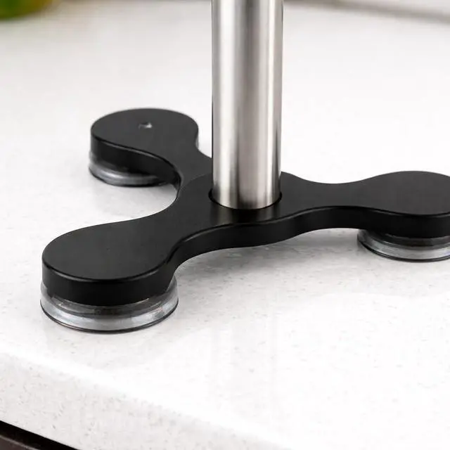 Alt view image 3 of 7 - Stainless Steel Suction Cup Paper Towel Holder Kitchen Bathroom Spare Toilet Paper Holder with Nonslip Stable Super Suction Grip Base Countertop (Black Base)