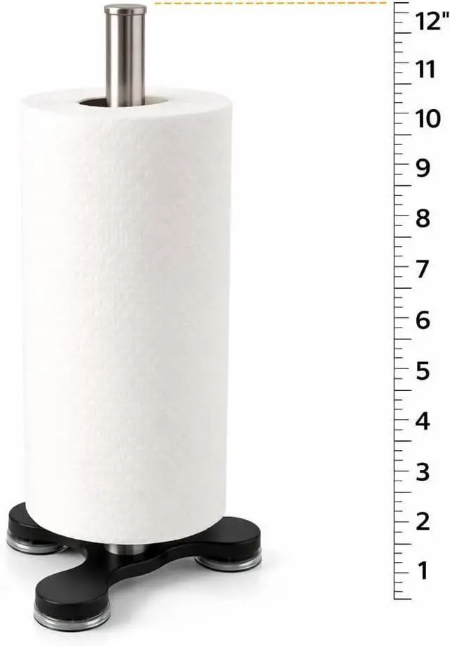 Alt view image 4 of 7 - Stainless Steel Suction Cup Paper Towel Holder Kitchen Bathroom Spare Toilet Paper Holder with Nonslip Stable Super Suction Grip Base Countertop (Black Base)