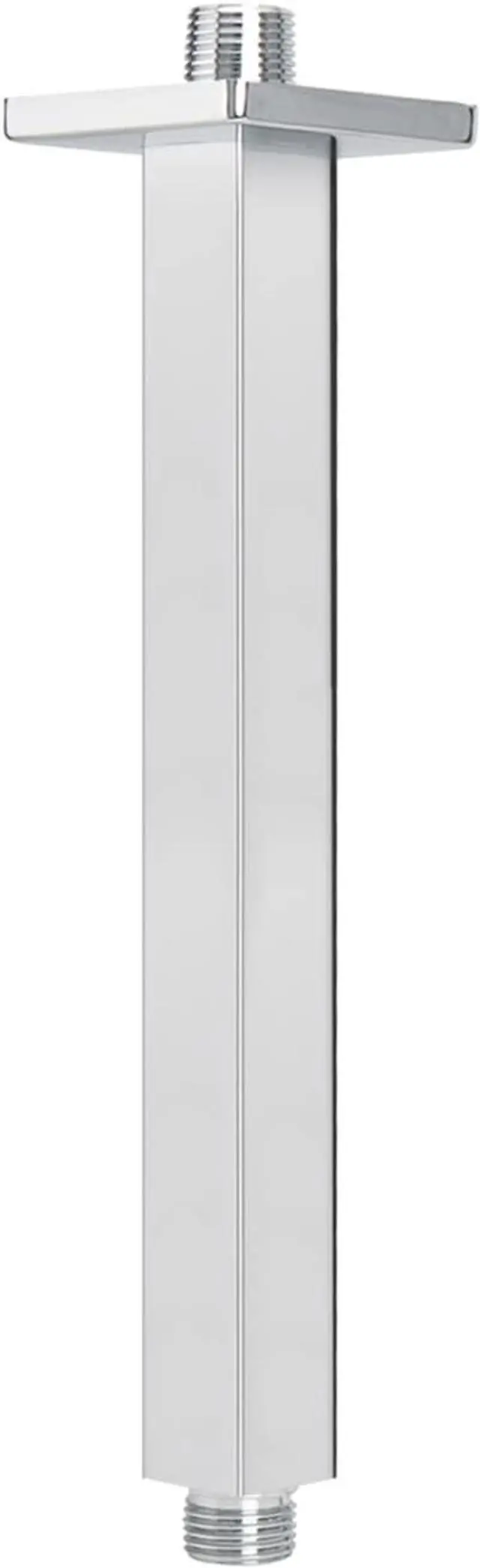 Main image of NearMoon Ceiling Mounted Shower Arm with Flange, Universal Connection 1/2 NPT Straight Square Arm for Fixed Rain Shower Head, Made of Thicken Stainless Steel (6 Inch, Chrome)