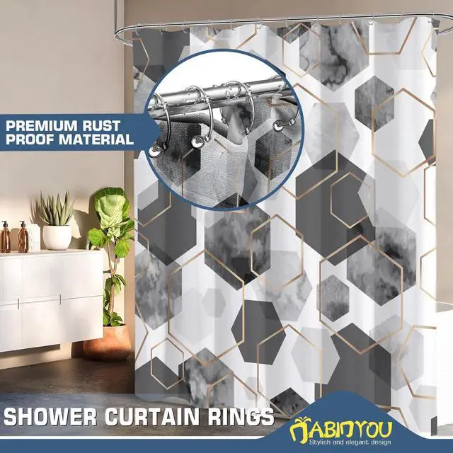 Alt view image 4 of 7 - Shower Curtain Rings, Rust-Resistant Metal Curtain Hooks for Bathroom, Glide Smoothly on Curtain Rod, Loose Leaf Rings Set of 12, Zinc Alloy Nickel