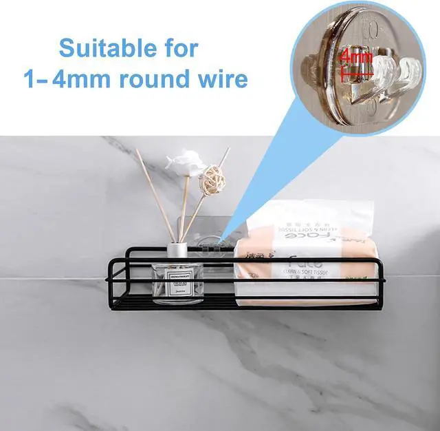 Alt view image 3 of 6 - 4PCS Shower Caddy Adhesive Sticker Replacement Hook for Corner Shower Caddy Bathroom Rack Shelf Soap Dish Basket Wall Hanging Hook with Strong Sticky, No Drilling