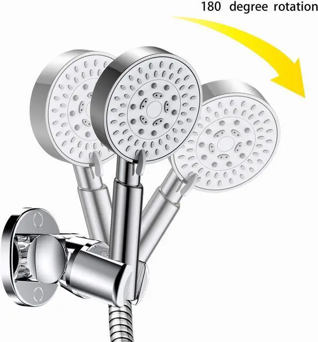 Alt view image 3 of 7 - Shower Head Holder,Screw Mounted Shower Holder,Chrome Polished | Adjustable Handheld Shower Head Bracket, Wall Mounted Shower Holder for Universal Wall Bathroom with Wall Anchors Screws