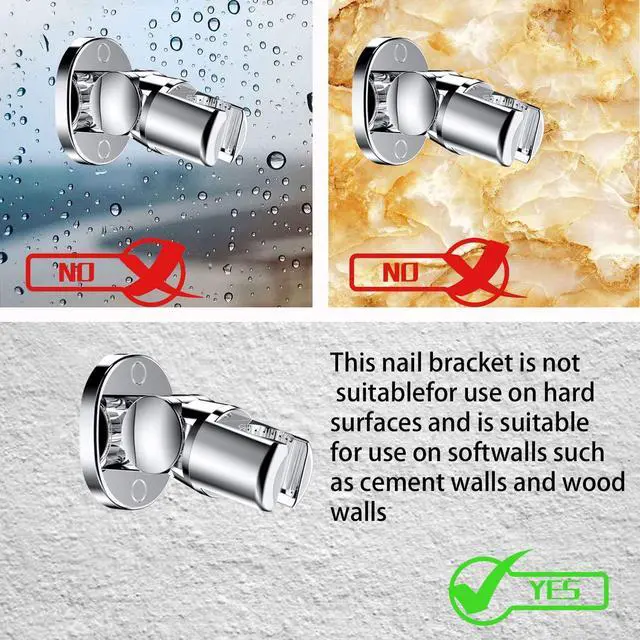 Alt view image 6 of 7 - Shower Head Holder,Screw Mounted Shower Holder,Chrome Polished | Adjustable Handheld Shower Head Bracket, Wall Mounted Shower Holder for Universal Wall Bathroom with Wall Anchors Screws