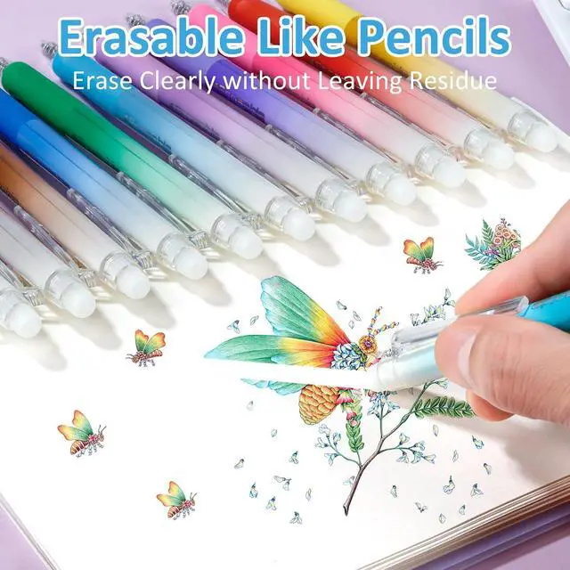 Alt view image 2 of 7 - Solati 12 Colors Erasable Gel Pens, Fine Point 0.7mm Colored Erasable Pens | Make Mistakes Disappear, Assorted Color Inks for Writing, Journaling, Taking Notes, School Office Home (12colors)