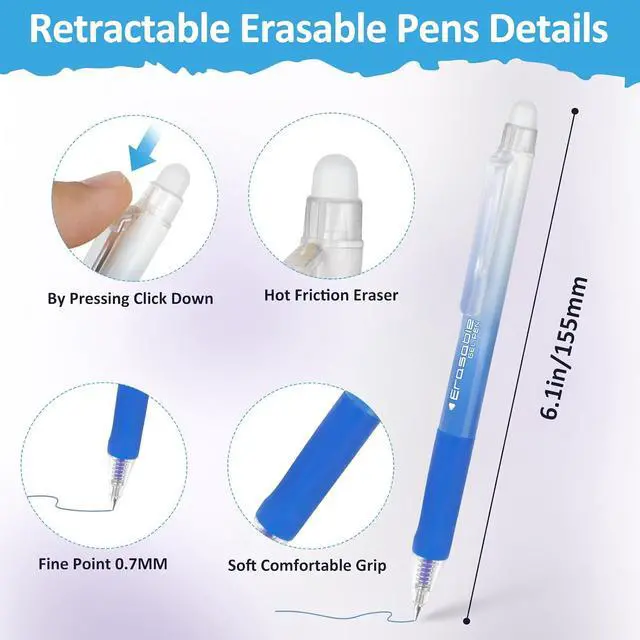 Alt view image 5 of 7 - Solati 12 Colors Erasable Gel Pens, Fine Point 0.7mm Colored Erasable Pens | Make Mistakes Disappear, Assorted Color Inks for Writing, Journaling, Taking Notes, School Office Home (12colors)