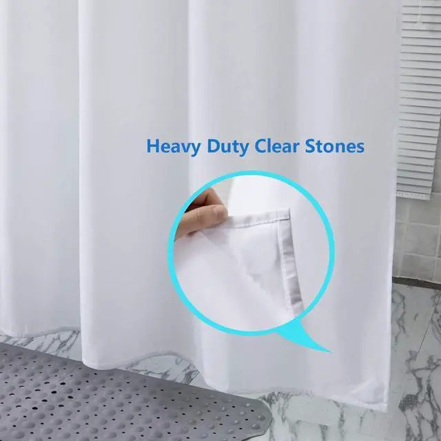 Alt view image 5 of 7 - Hibate Black Fabric Shower Curtain Liners (72x78 Inches), Extra Long Weighted Hem Cloth Shower Liner, Hotel Quality Machine Washable Water Resistant Bath Curtain with 12 Hooks, Non-Toxic & Rustproof