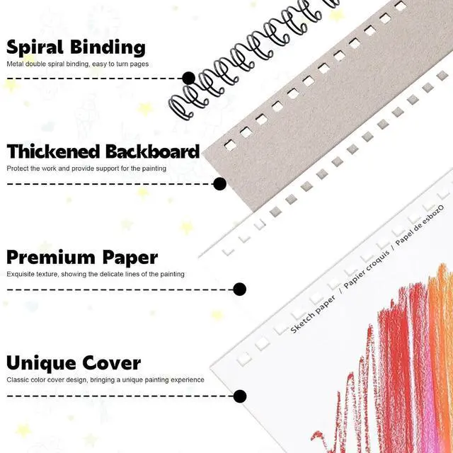 Alt view image 3 of 7 - 4 Pack Small Sketch Books for Kids, 5.5 × 8.5 in Spiral Bound, 100gsm Paper | Acid-Free 68lb Paper, Spiral Design, for Pencils Charcoal & Crayons, Ideal for Travel Sketching& Back To School Gifts
