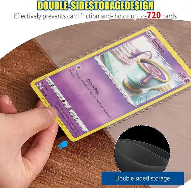 Alt view image 2 of 7 - ABLY 720 Pocket Double Sided Card Sleeves, 9-Pocket, for 3 Ring Binder | 40 pages, trading card protector sheets for Pokemon, baseball, Skylanders, clear plastic, fit 3-ring binder