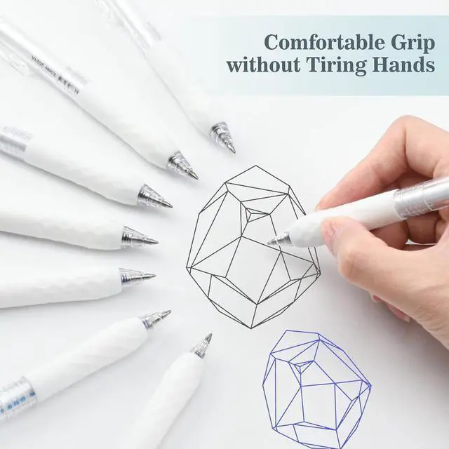 Alt view image 7 of 7 - BAYTORY 8Pcs Erasable Pens, 0.5mm Fine Point Black & Blue Ink Pen (White) | Gel Pens With Eraser Smooth Writhing Comfortable to Use, for Taking Marking Planner Crossword Puzzles