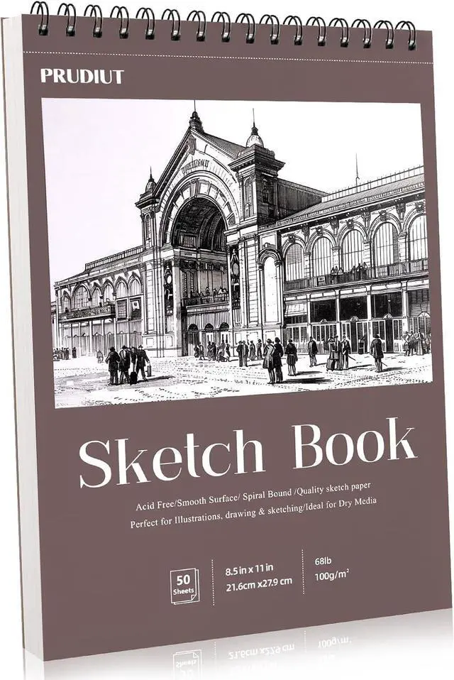 Main image of 8.5 × 11 Sketch Book, Spiral Bound, 50 Sheets, Acid-Free Drawing Pad | 68lb/100gsm Paper, Perforated Pages, 360° Spiral Binding, Hard Backing, for Pencil, Charcoal, Pastel & Back To School Gifts