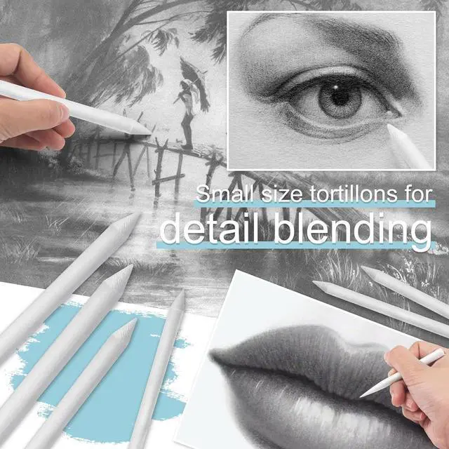 Alt view image 7 of 7 - Jeimier 12 Pcs Blending Stumps for Drawing, Tortillions Blending Sticks for Beginner Drawing, Art Blenders, Blending Tools Paper Stumps for Shading Completed, Blending Pencil for Sketching, Softness