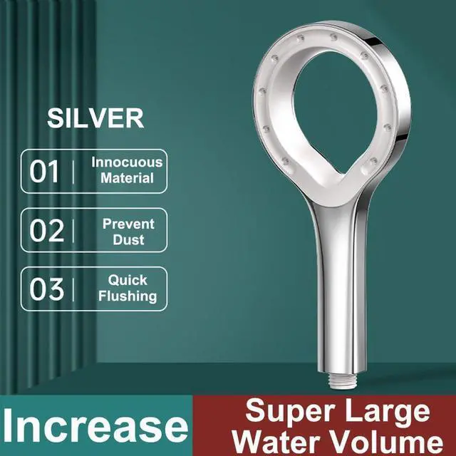 Alt view image 3 of 7 - Showerhead Shower Head (Silver) High Pressure Handheld Shower Head - Anti-clog Nozzles High Pressure Spray Suitable for Watering Flowers Water Saving