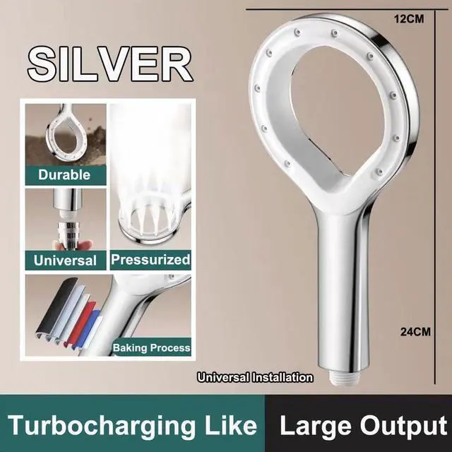 Alt view image 7 of 7 - Showerhead Shower Head (Silver) High Pressure Handheld Shower Head - Anti-clog Nozzles High Pressure Spray Suitable for Watering Flowers Water Saving