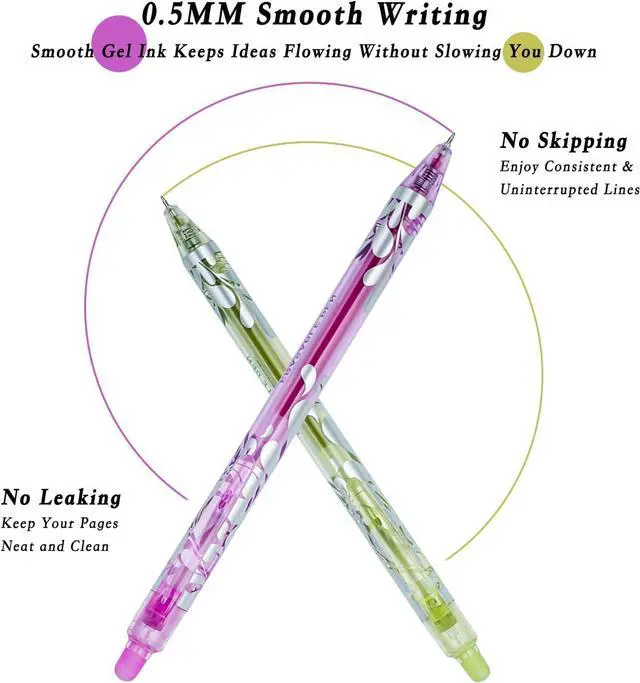 Alt view image 2 of 7 - 13Pcs Erasable Gel Pens Colored, 0.5mm Fine Point Pens | Retractable Quick Dry, Smooth Writing Multicolor Pens for Journaling, Drawing, Note Taking