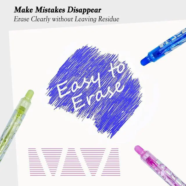 Alt view image 4 of 7 - 13Pcs Erasable Gel Pens Colored, 0.5mm Fine Point Pens | Retractable Quick Dry, Smooth Writing Multicolor Pens for Journaling, Drawing, Note Taking