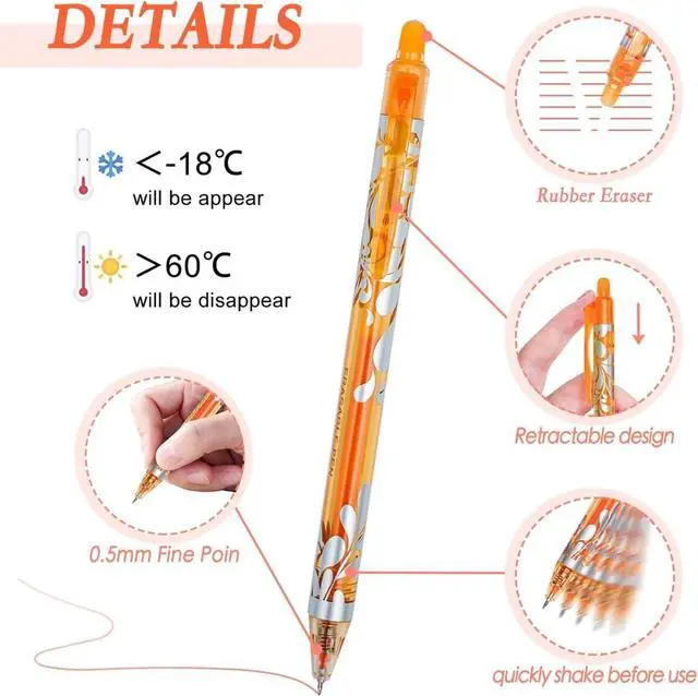 Alt view image 3 of 7 - 13Pcs Erasable Gel Pens Colored, 0.5mm Fine Point Pens | Retractable Quick Dry, Smooth Writing Multicolor Pens for Journaling, Drawing, Note Taking