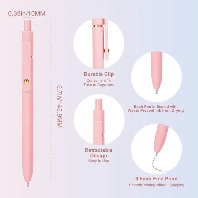 Alt view image 2 of 7 - Ddaowanx Colored Gel Pens Set,0.5mm Retractable Quick Dry Colorful Ink Pens | Fine Point Smooth Writing Pens for Nurses and Teachers,Aesthetic Desk Accessories,Stocking Stuffers,Gifts for Women(6 Pcs)