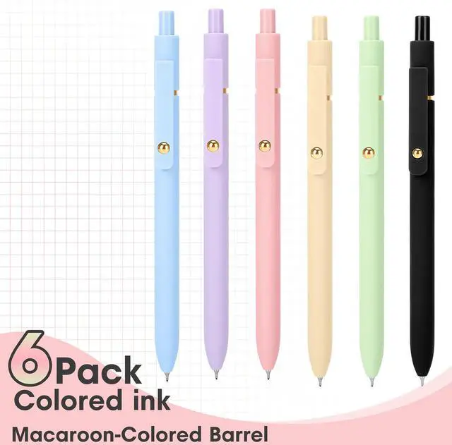 Alt view image 3 of 7 - Ddaowanx Colored Gel Pens Set,0.5mm Retractable Quick Dry Colorful Ink Pens | Fine Point Smooth Writing Pens for Nurses and Teachers,Aesthetic Desk Accessories,Stocking Stuffers,Gifts for Women(6 Pcs)