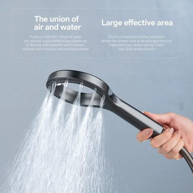 Alt view image 2 of 6 - Handheld shower head,High pressure spray shower headCenter hollow unique designBathroom waterfall shower water volume(gray)