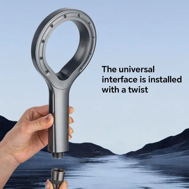 Alt view image 3 of 6 - Handheld shower head,High pressure spray shower headCenter hollow unique designBathroom waterfall shower water volume(gray)