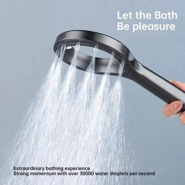 Alt view image 4 of 6 - Handheld shower head,High pressure spray shower headCenter hollow unique designBathroom waterfall shower water volume(gray)