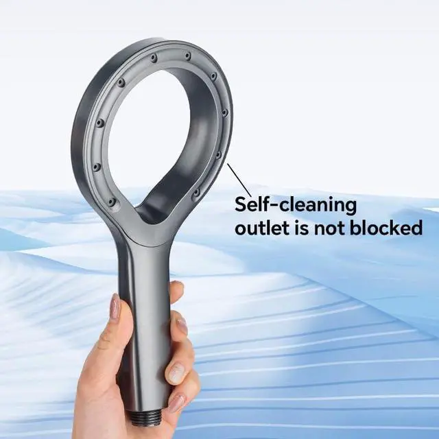 Alt view image 6 of 6 - Handheld shower head,High pressure spray shower headCenter hollow unique designBathroom waterfall shower water volume(gray)