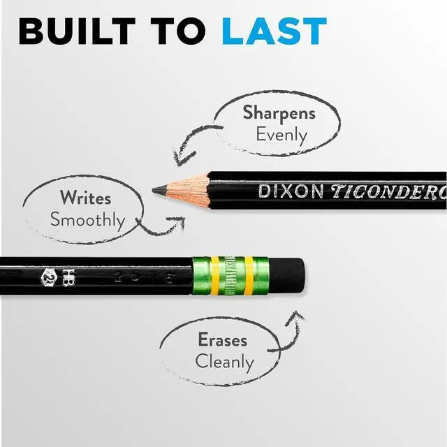 Alt view image 2 of 6 - Ticonderoga Wood-Cased Pencils, 2 HB Soft, Black, 24 Count