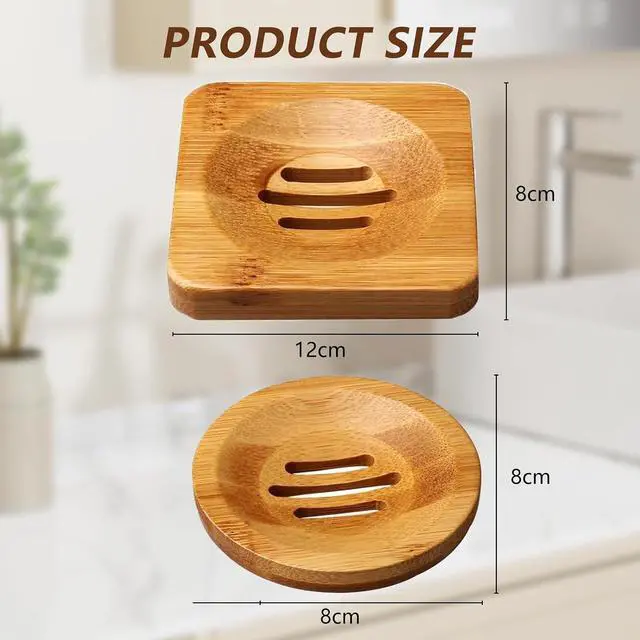 Alt view image 2 of 7 - 2 Pcs Bamboo Soap Holder Wooden Soap Dishes for Shower Steamer Tray for Shampoo Bath Bomb Steamers Natural Soap Dish for Home Bathroom Accessories(Round and Square)