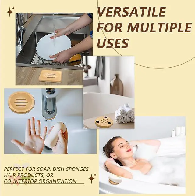 Alt view image 6 of 7 - 2 Pcs Bamboo Soap Holder Wooden Soap Dishes for Shower Steamer Tray for Shampoo Bath Bomb Steamers Natural Soap Dish for Home Bathroom Accessories(Round and Square)