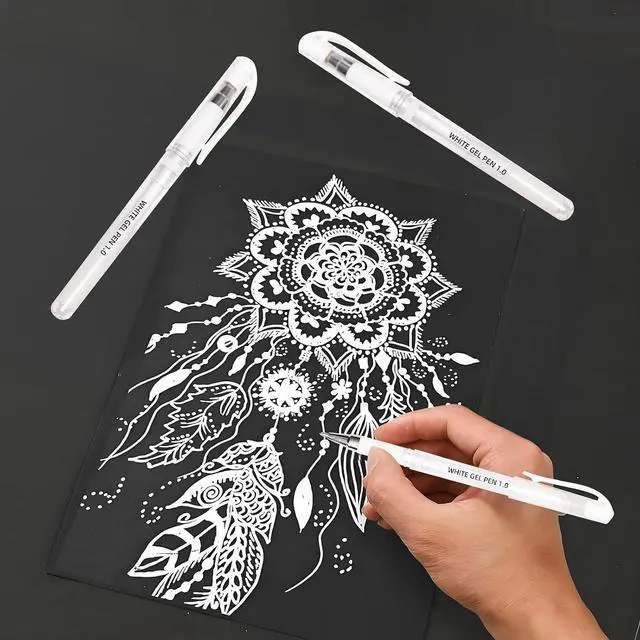 Alt view image 3 of 7 - White Gel Pen Set, 1.0mm Opaque Ink, White Ink Pens | for Black Paper, Drawing, Sketching, Journaling, Card Making, Art Supplies, 3 Pack