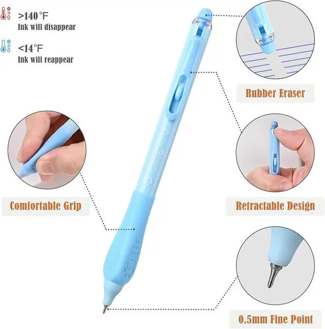 Alt view image 3 of 7 - BAYTORY 11Pcs Fine Point Erasable Gel Pens, 0.5mm Silent Erasable Pen | Aesthetic Retractable Pens with Eraser, Comfortable Grip for Smooth Writing Planner and School Supplies (Blue Ink)