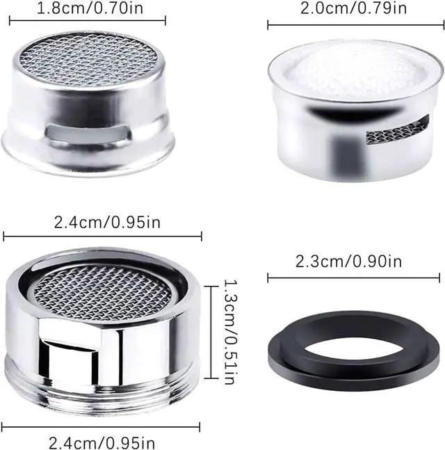 Alt view image 2 of 7 - Faucet Aerator Kitchen Sink Replacement Parts With Brass Shell 15/16-Inch Male Threads Filter With Gasket for Kitchen Bathroom - 4 Pack