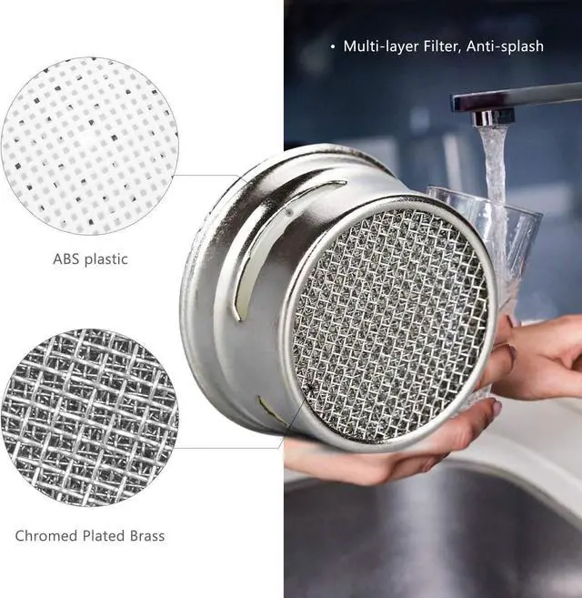 Alt view image 3 of 7 - Faucet Aerator Kitchen Sink Replacement Parts With Brass Shell 15/16-Inch Male Threads Filter With Gasket for Kitchen Bathroom - 4 Pack