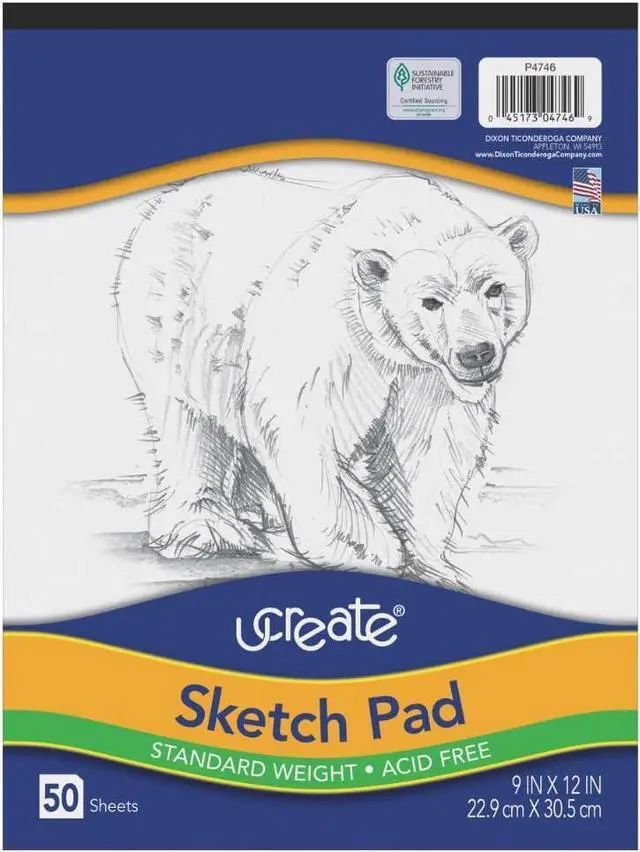 Main image of UCreate Sketch Pad, Standard Weight, 9" x 12", 50 Sheets | Supports classroom learning, crafts and creative activities