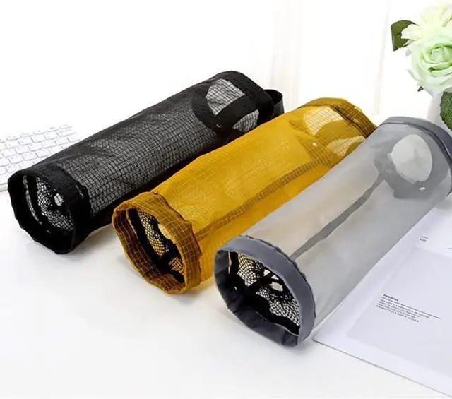 Alt view image 7 of 7 - TOGETRUE Plastic Bag Holder, Grocery Bag Holder Mesh Hanging Storage Bag Dispenser (Black 2 Packs)