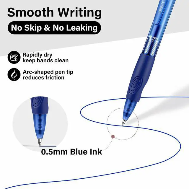 Alt view image 4 of 7 - EUSOAR Erasable Gel Pens, 12 Pack (6 Black & 6 Blue) Erasable Pen 0.5mm Comfortable Grip, Dry Erase Pens Clicker Fine Point for Office Planner Scheduling Appointments Sketching