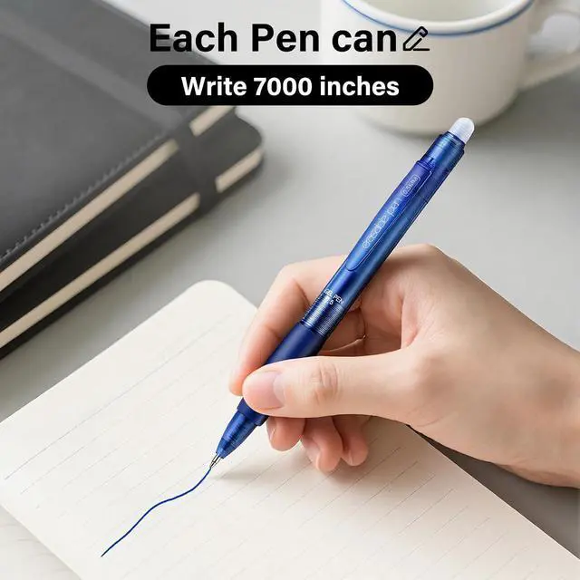 Alt view image 3 of 7 - EUSOAR Erasable Gel Pens, 12 Pack (6 Black & 6 Blue) Erasable Pen 0.5mm Comfortable Grip, Dry Erase Pens Clicker Fine Point for Office Planner Scheduling Appointments Sketching