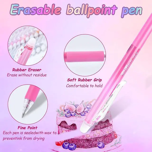 Alt view image 2 of 7 - 12 Colors Retractable Erasable Gel Pens, Make Mistakes Disappear Colored Pens Clicker for Drawing Writing Planner Taking Notes Journaling