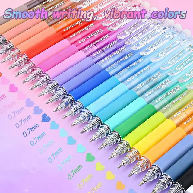 Alt view image 6 of 7 - 12 Colors Retractable Erasable Gel Pens, Make Mistakes Disappear Colored Pens Clicker for Drawing Writing Planner Taking Notes Journaling