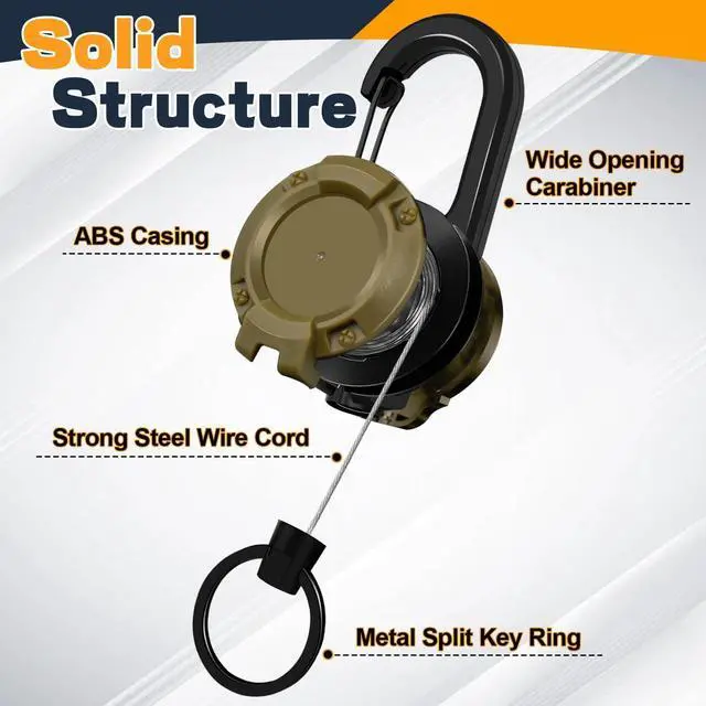 Alt view image 3 of 7 - Retractable Keychain 3 Pack, Heavy Duty ID Badge Holder Reel, Multitool Carabine Key Holder for Keychain, Badge Holder with 25.6" Steel Retractable Cord Key Ring Clip, 8.8 oz