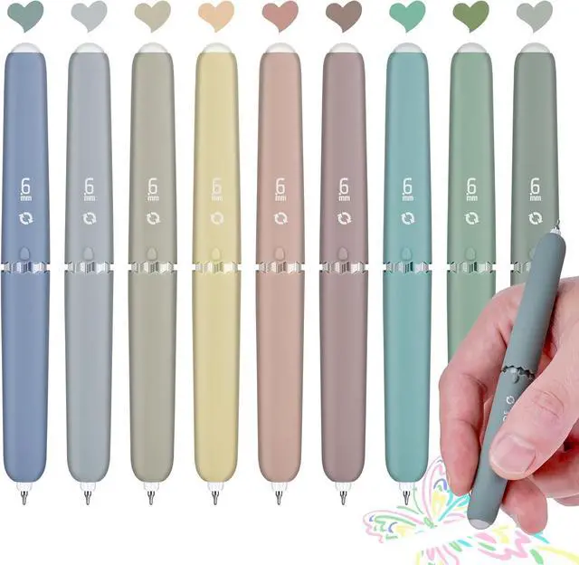Main image of Temiary 9 Colors Rotation Erasable Gel Pens, 0.6 mm Assorted Color, Morandi | Fine Point Multicolored Inks Pen Make Mistakes Disappear, Smooth Writing for Drawing, Writing, Crossword Puzzle School