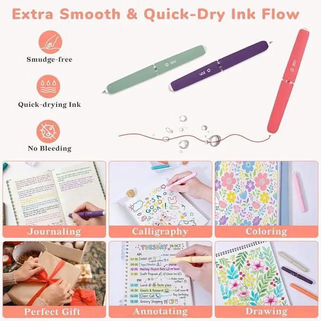 Alt view image 5 of 7 - Temiary 9 Colors Rotation Erasable Gel Pens, 0.6 mm Assorted Color, Morandi | Fine Point Multicolored Inks Pen Make Mistakes Disappear, Smooth Writing for Drawing, Writing, Crossword Puzzle School