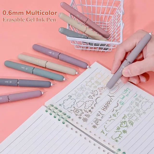 Alt view image 6 of 7 - Temiary 9 Colors Rotation Erasable Gel Pens, 0.6 mm Assorted Color, Morandi | Fine Point Multicolored Inks Pen Make Mistakes Disappear, Smooth Writing for Drawing, Writing, Crossword Puzzle School