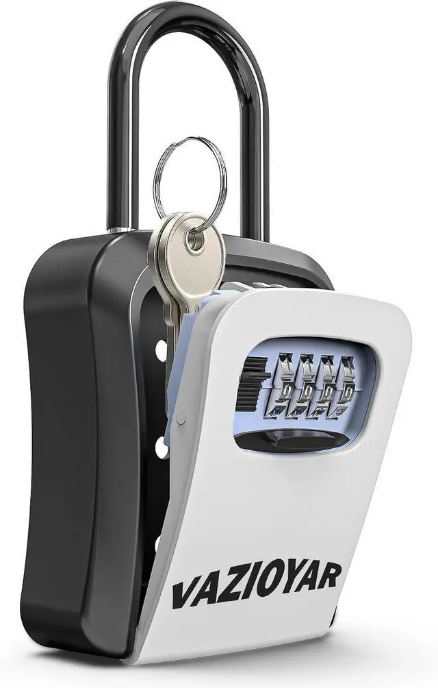 Main image of Key Lock Box for Outside, Portable Waterproof Wall Mounted Changeable 4-Digit Combination Key Storage Lockbox, 5 Keys Capacity Key (With Shackles)