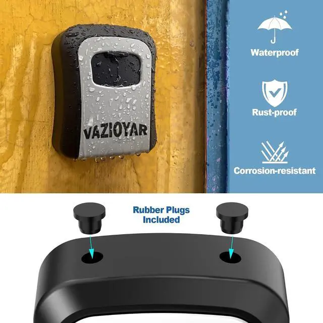Alt view image 5 of 6 - Key Lock Box for Outside, Portable Waterproof Wall Mounted Changeable 4-Digit Combination Key Storage Lockbox, 5 Keys Capacity Key (With Shackles)